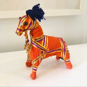 Small vintage handmade Indian cloth ribbon horse